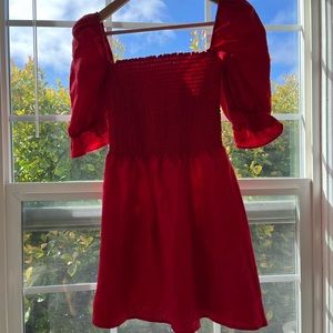 Reformation linen smocked mini dress. NWT